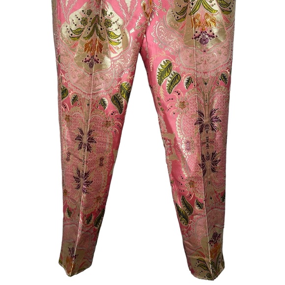 Etro Jacquard Metallic Pleated Ankle-Crop Trousers Pants NEW - Picture 4 of 9